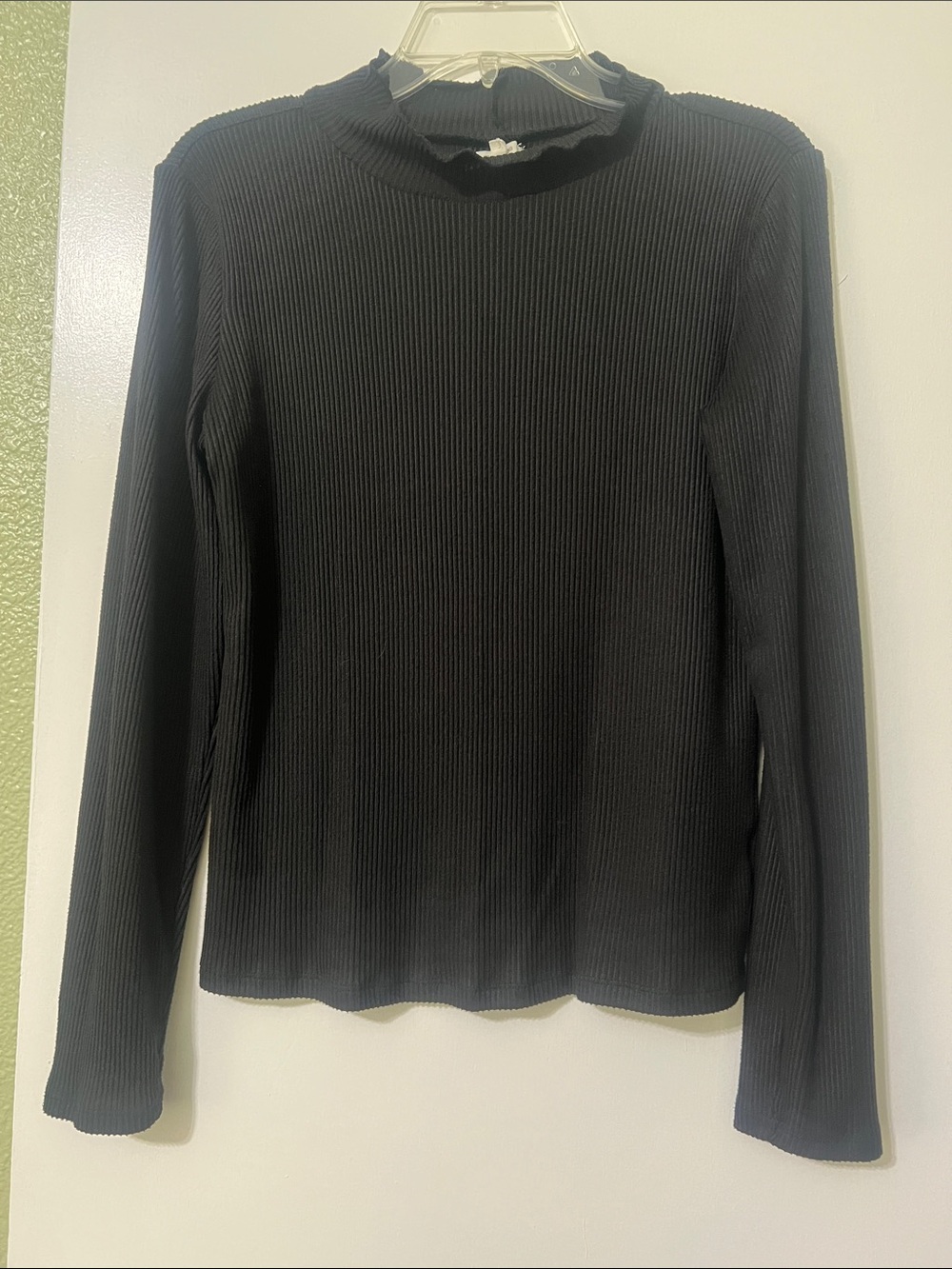 Maurices Black Ribbed Long-Sleeve Mock Neck Top